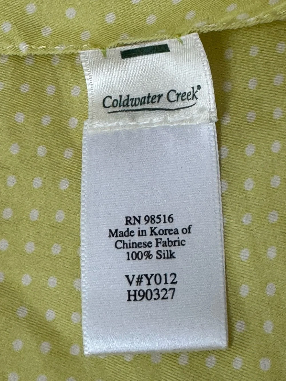 100% Silk Coldwater Creek Polka Dot Lemon Scarf 72”x10”
